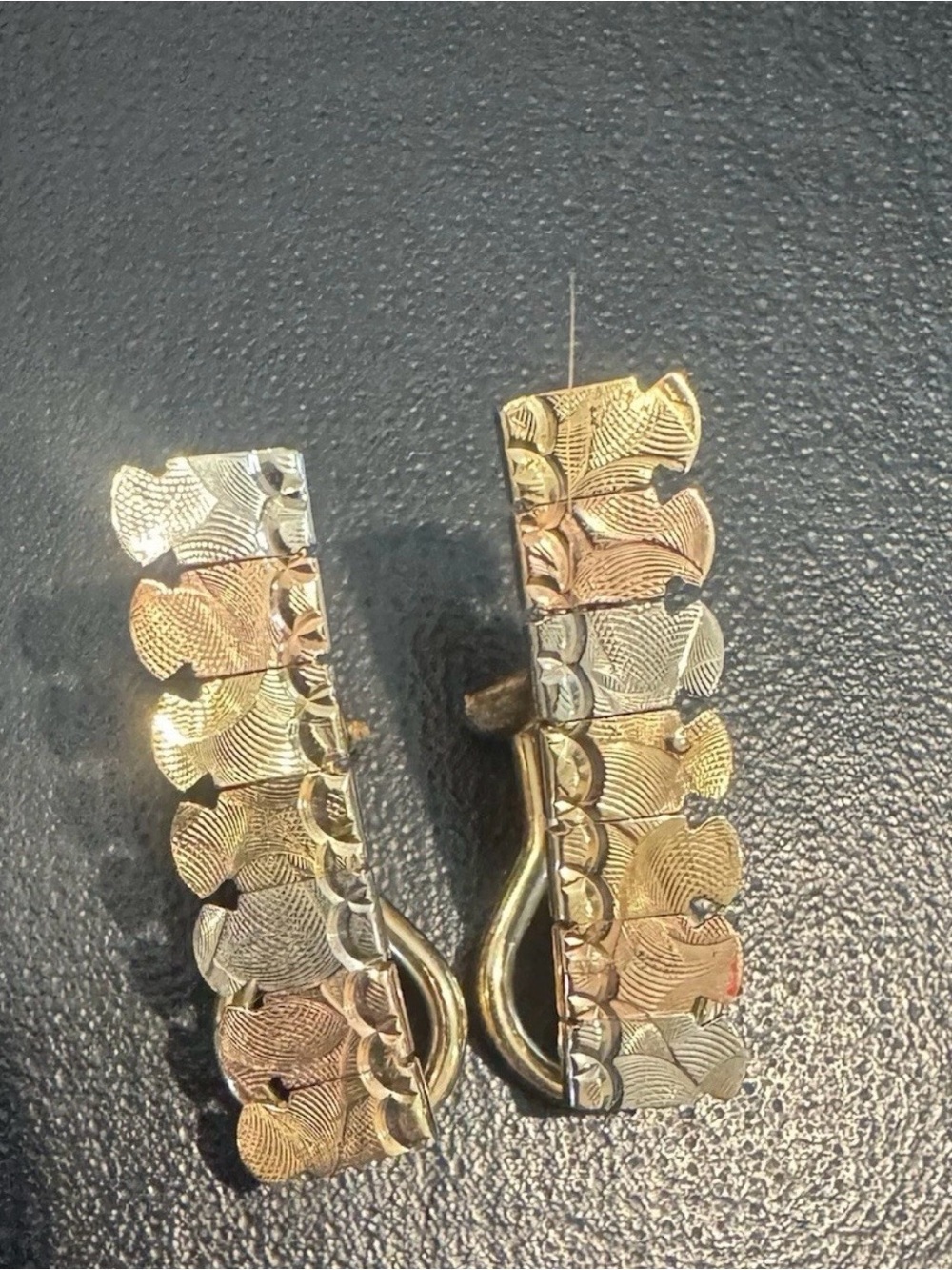 Vintage 14k Tri-Color Yellow Gold, White Gold &Rose Gold Earrings 4.20g